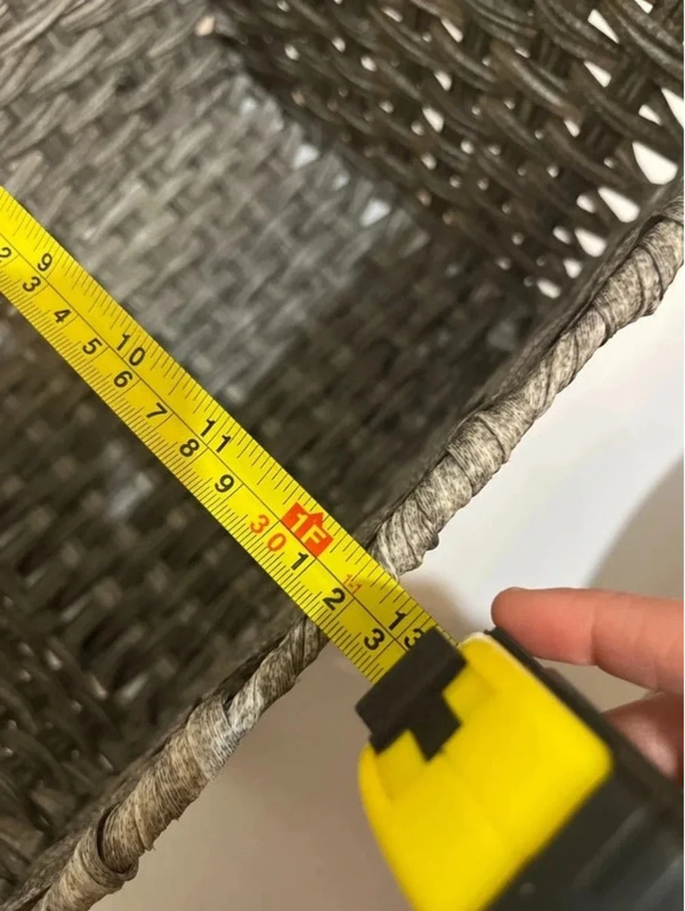Grey weaved basket for storage organizing